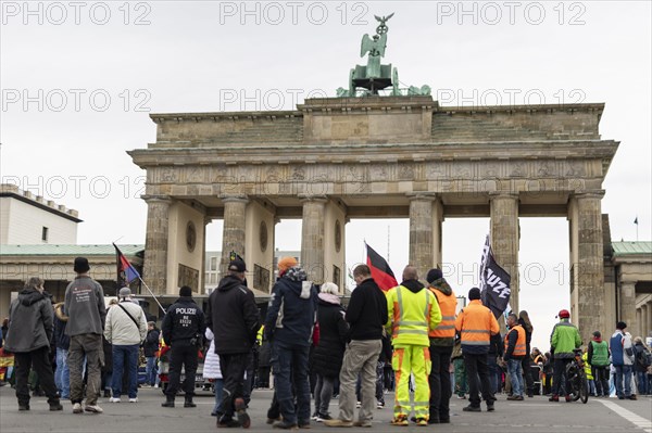 Demonstrators in front of the Brandenburg Gate, taken as part of the 'AeoeFarmers' protests'Aeo in Berlin, 22/03/2024