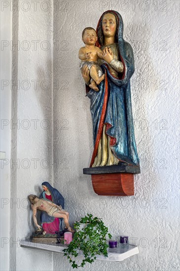 Mary with Baby Jesus and Pieta, former monastery church Mater Salvatoris, Boerwang, Allgaeu, Swabia, Bavaria, Germany, Europe