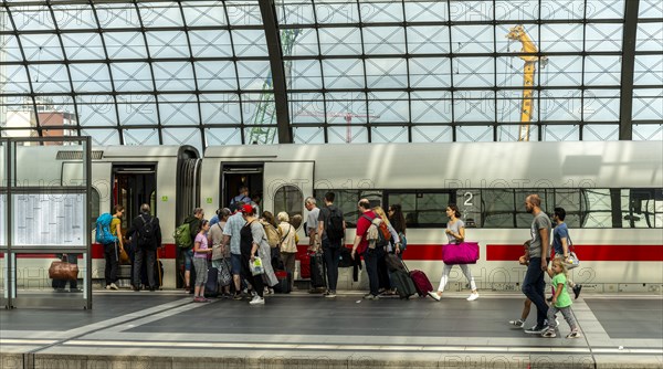 Passengers and staff at Berlin Central Station, Berlin, Germany, Europe