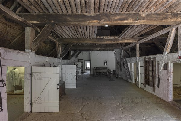 Living quarters and cattle sheds in a historic farmhouse from the 19th century, Schwerin-Muess Open-Air Museum of Folklore, Mecklenburg-Western Pomerania, Germany, Europe