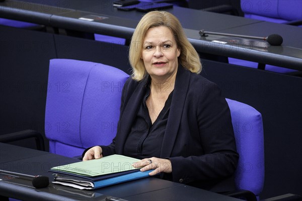 Nancy Faeser, Federal Minister of the Interior and Home Affairs, pictured during a meeting in the German Bundestag. Berlin, 20.03.2024