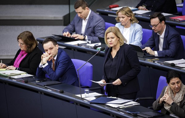 Nancy Faeser, Federal Minister of the Interior and Home Affairs, photographed during the government questioning. photographed during the government questioning in the German Bundestag. Berlin, 20.03.2024