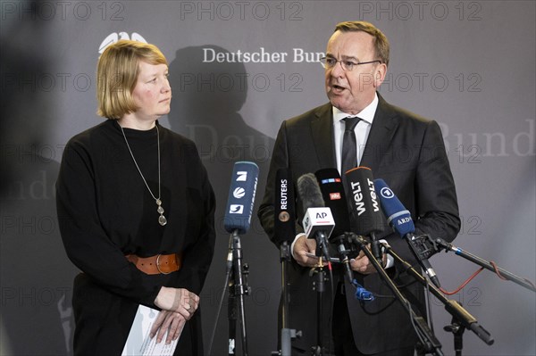 Wiebke Esdar, Member of the German Bundestag (SPD) and Chair of the 'Sondervermoegen Bundeswehr' committee, recorded during a press statement in the German Bundestag in Berlin, 20 March 2024