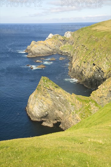 Cliffs coastal scenery, Hermaness, Unst, Shetland islands, Scotland, United Kingdom, Europe