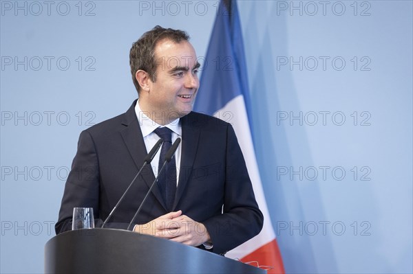 Sebastien Lecornu, French Minister of Defence, recorded during a press statement in Berlin, 22.03.2024