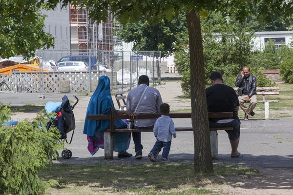 Refugees at the central contact point for asylum seekers in the state of Brandenburg in Eisenhuettenstadt, 03.06.201.5