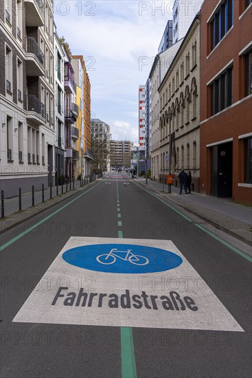 Symbolic photo on the subject of bicycle lanes in Berlin, Niederwallstrasse and Hausvogteiplatz, Berlin-Mitte, Germany, Europe