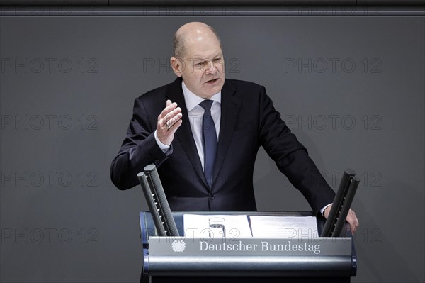 Olaf Scholz, Federal Chancellor, recorded as part of the government statement on the European Council. Berlin, 20 March 2024