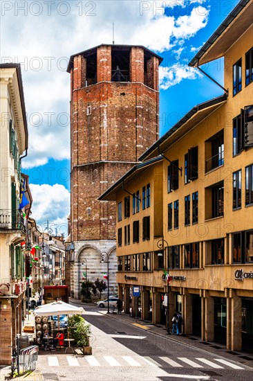 Bell tower, Cathedral of Santa Maria Annunziata, 13th century, Udine, most important historical city of Friuli, Italy, Udine, Friuli, Italy, Europe