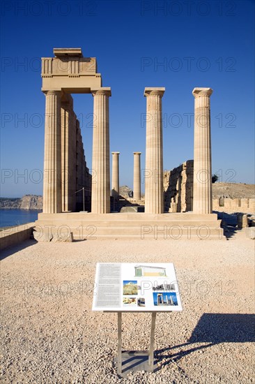 Acropolis temple and buildings, Lindos, Rhodes, Greece, Europe