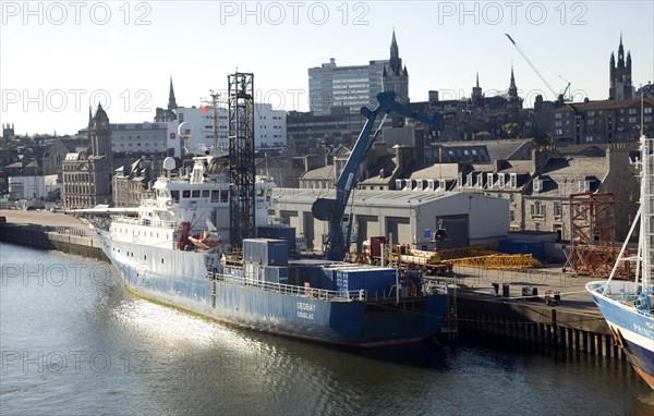GeoBay DCF subsea ship, Port harbour, Aberdeen, Scotland, United Kingdom, Europe