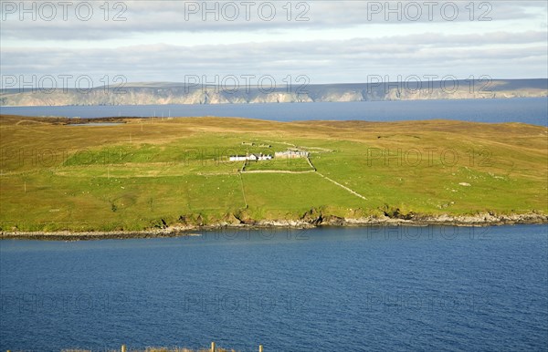 Isolated croft farmhouse, Otterswick, Yell, Shetland Islands, Scotland, United Kingdom, Europe