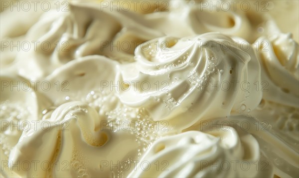 Close-up of melting vanilla ice cream, abstract background with ice cream close up view AI generated