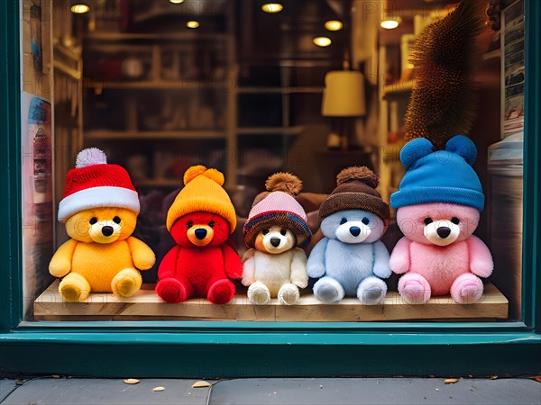 90s toy store window display beanie babies, AI generated