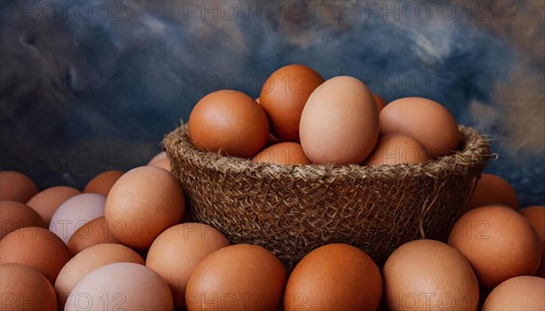 Food, fresh brown hen's eggs, free range eggs, AI generated, AI generated