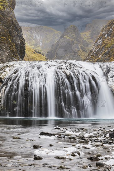 Stjornarfoss waterfall, near Kirkjubaejarklaustur, Sudurland, Iceland, Europe