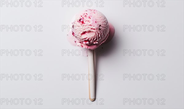 Pink Ice cream scoop on white background AI generated
