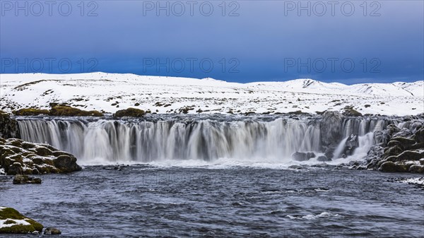 Small waterfall, onset of winter, Fjallabak Nature Reserve, Sudurland, Iceland, Europe