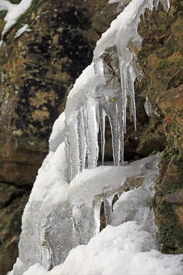 Icicle on a rock face