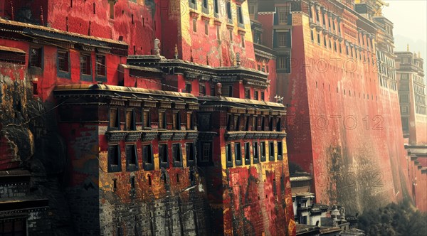 Potala Palace with its distinctive red walls and windows in Lhasa, Tibet, ai generated, AI generated