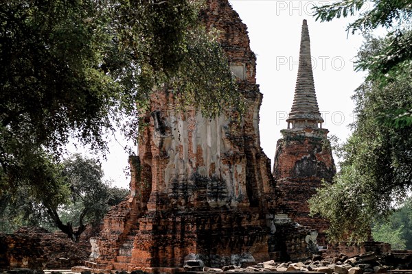 Ancient temple ruins in Wat Choeng Tha, part of the famous Ayutthaya Historical Park in Thailand. Ayutthaya, Thailand, Asia