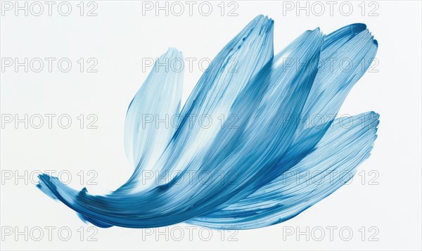 A light blue brush stroke forming a chamomile petal. Chamomile flower painted on white background AI generated