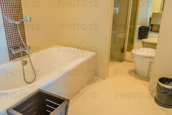 Spacious bathroom with a separate bathtub and shower area, in Chiang Mai, Thailand, Asia