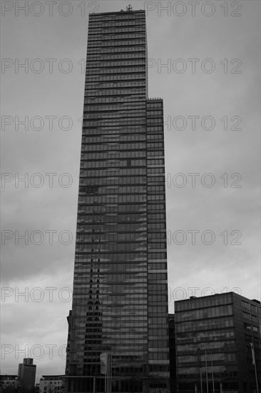 Building in the Mediapark, black and white, Cologne, Germany, Europe