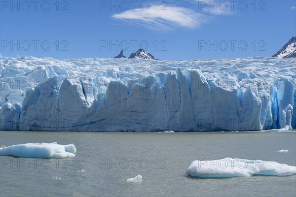 Glacier, floating ice, Lago Grey, Torres del Paine National Park, Parque Nacional Torres del Paine, Cordillera del Paine, Towers of the Blue Sky, Region de Magallanes y de la Antartica Chilena, Ultima Esperanza Province, UNESCO Biosphere Reserve, Patagonia, End of the World, Chile, South America