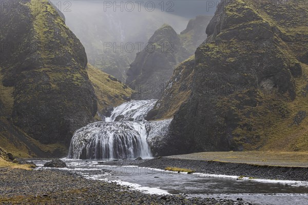 Stjornarfoss waterfall, near Kirkjubaejarklaustur, Sudurland, Iceland, Europe