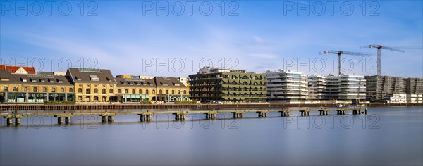 Long exposure, the Spree at Treptower Osthafen, Berlin, Germany, Europe