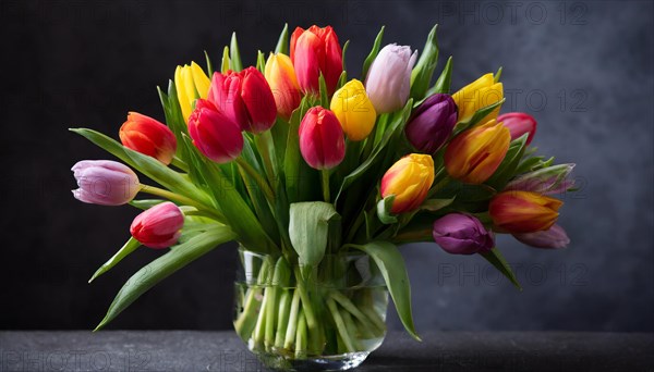 A large bouquet of colourful tulips, spring, AI generated, AI generated