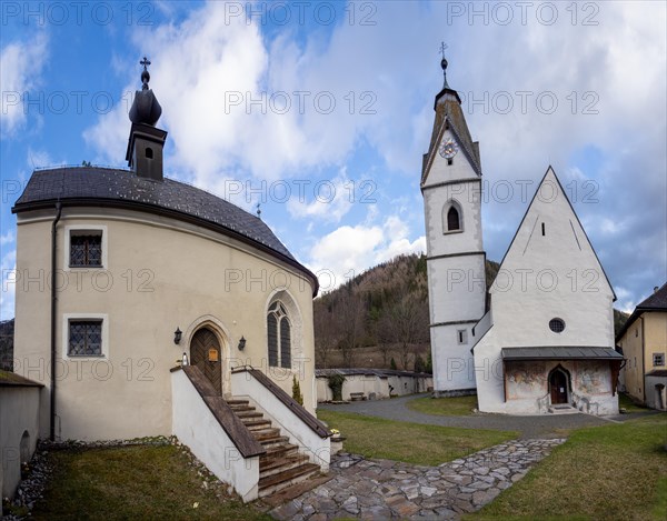 St Anthony's Chapel, late Gothic building, next to the parish church of Tragoess-Oberort, dedicated to St Magdalene, fortified church in Romanesque style, municipality of Tragoess-Sankt Katharein, Styria, Austria, Europe