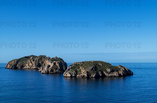 Malgrats Islands, Illes de las Malgrats seen from the Parque de les Malgrats, near Santa Ponca or Santa Ponsa, Majorca, Balearic Islands, Spain, Europe