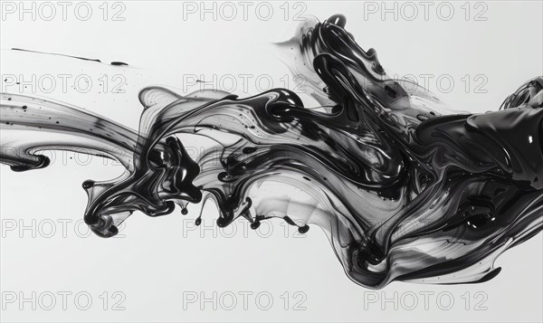 A brush glides across a white canvas. Black, gray and white dramatic strokes. Abstract background AI generated