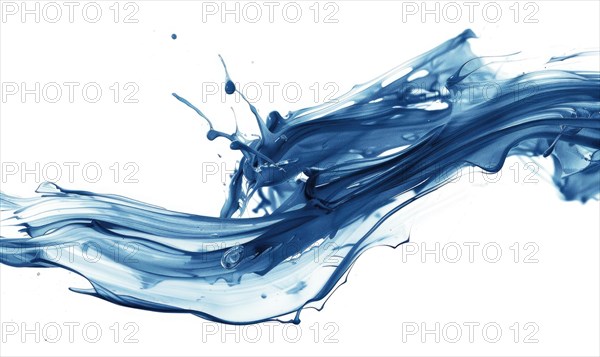 A brush glides across a white canvas. Blue dynamic stroke. Abstract background AI generated