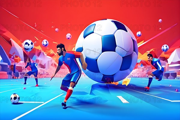 Artistic interpretation of a football match as seen through the lens of cultural diversity, AI generated