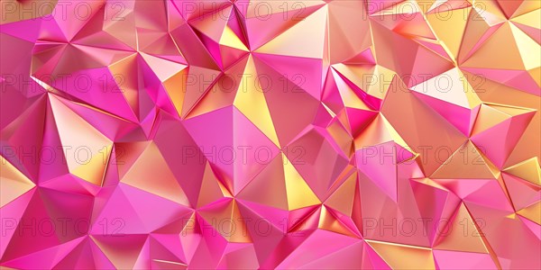 Irregular shaped metallic pink and golden structure background. KI generiert, generiert, AI generated