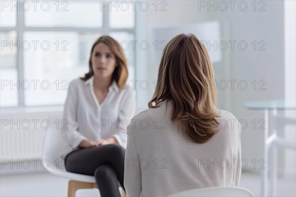 Woman talking with female therapist. KI generiert, generiert, AI generated