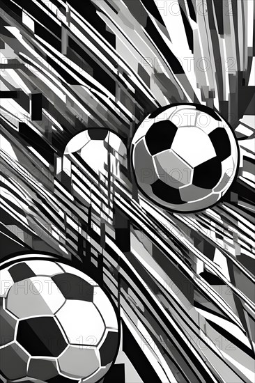 Football whistle transformed into abstract black and white art composed of fluid lines and harmonic shapes, AI generated