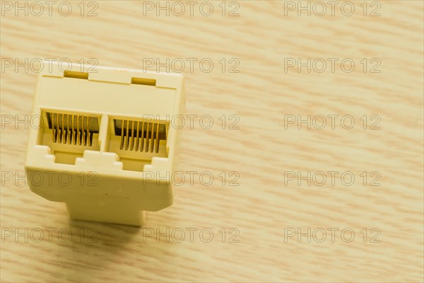 Beige RJ45 network jack for wired computer networking, in South Korea