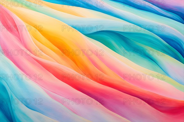 Abstract pastel painting with flowing lines intertwine organic shapes symbolizing springs awake, AI generated