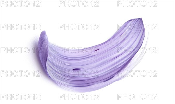 Brush stroke resembling a lily petal, in serene lavender color on white background AI generated