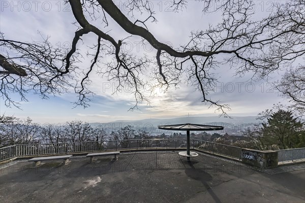 View of the city of Stuttgart, panorama from the Zeppelinstrasse viewpoint, Stuttgart, Baden-Wuerttemberg, Germany, Europe