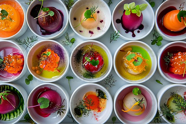 An array of colorful gelatin desserts presented artistically, AI generated