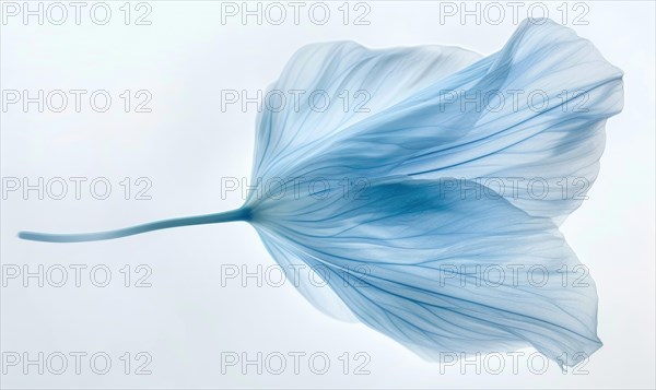 A light blue brush stroke forming a chamomile petal. Chamomile flower painted on white background AI generated