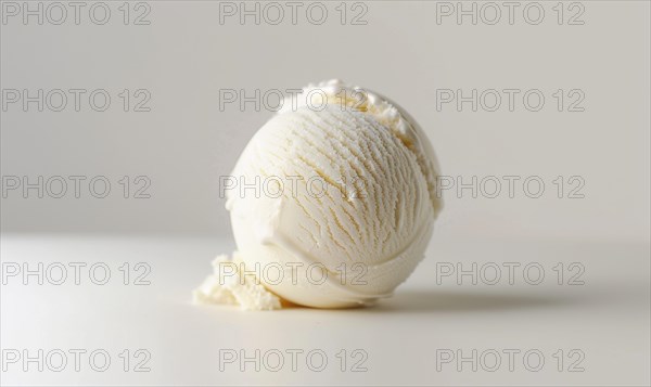 Vanilla ice cream scoop on white background AI generated