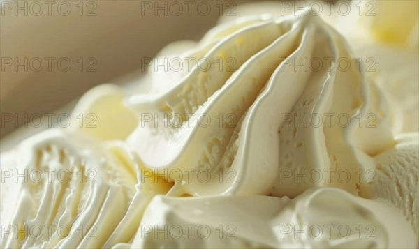 Close-up of melting vanilla ice cream, abstract background with ice cream close up view AI generated