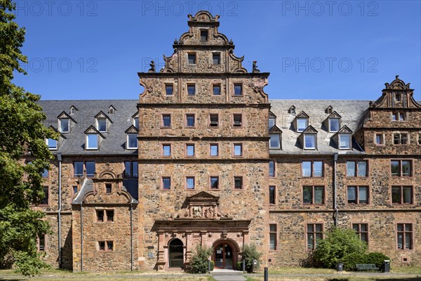 Armoury, facade with decorative portal, German Renaissance, Justus Liebig University JLU, old town, Giessen, Giessen, Hesse, Germany, Europe