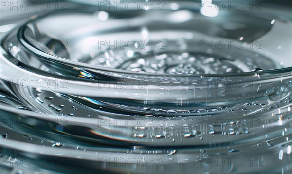 Crystal clear glassware with water droplets and a rippled surface, reflecting purity AI generated